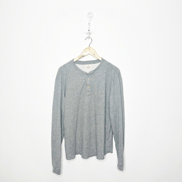Marine Layer Other - MARINE LAYER Double Knit Henley MENS L Heather Grey Mocktwist Long Sleeve USA